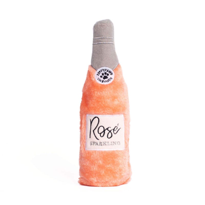 ZippyPaws Happy Hour Crusherz - Interactive Dog Toys to Keep Them Busy, Squeaky Plush Pet Toy for All Breeds, for Small, Medium, & Large Dogs, Drink Themed Crinkle Water Bottle Toy - RosÃ© - Image 1